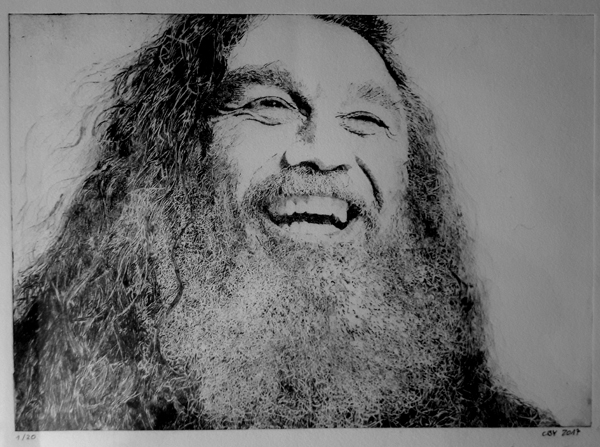 Radierung Tom Araya Slayer new Kaltnadelradierung cbyart Radierung Tom Araya Slayer new Kaltnadelradierung cbyart